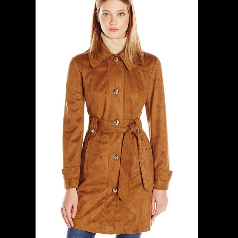 Jessica Simpson Cognac Suede Raincoat